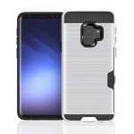 Wholesale Galaxy S9 Credit Card Armor Hybrid Case (Silver)